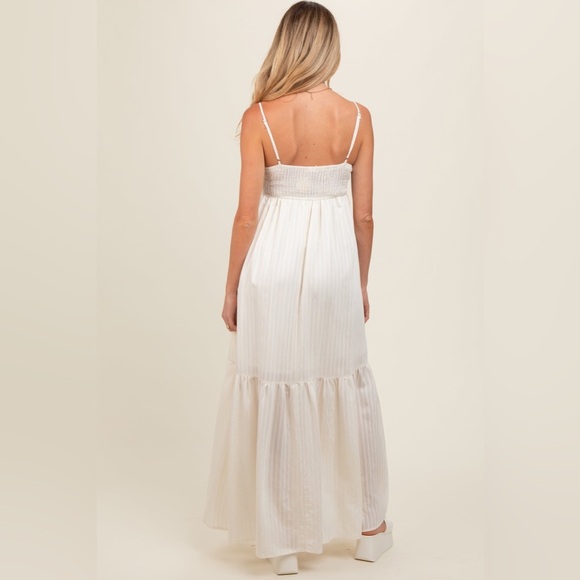 Pinkblush striped textured cream maxi dress nwt - Picture 3 of 7